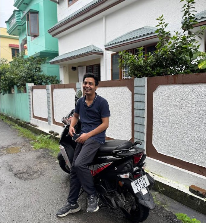Rahul with rented scooter